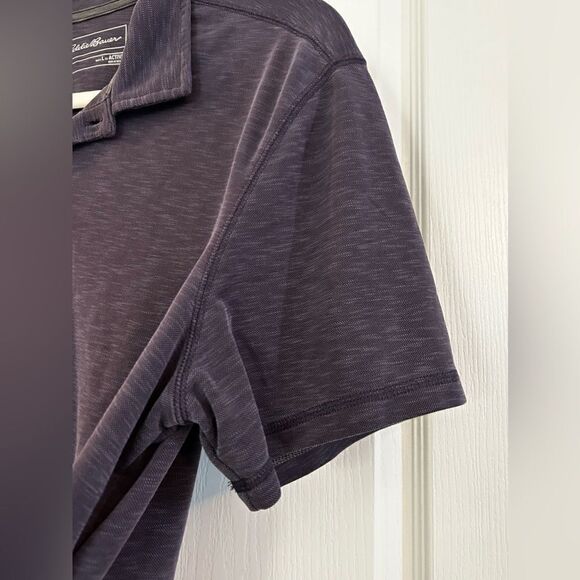 Eddie Bauer Mens Active Polo Shirt Purple Short Sleeve Button Up Stretch L Large - Picture 7 of 16